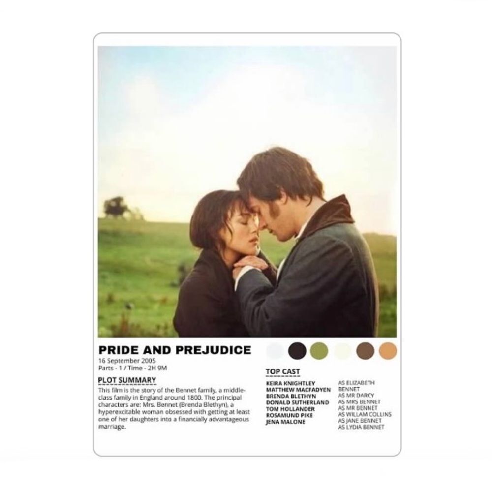 Pride and Prejudice Movie Poster Magnet